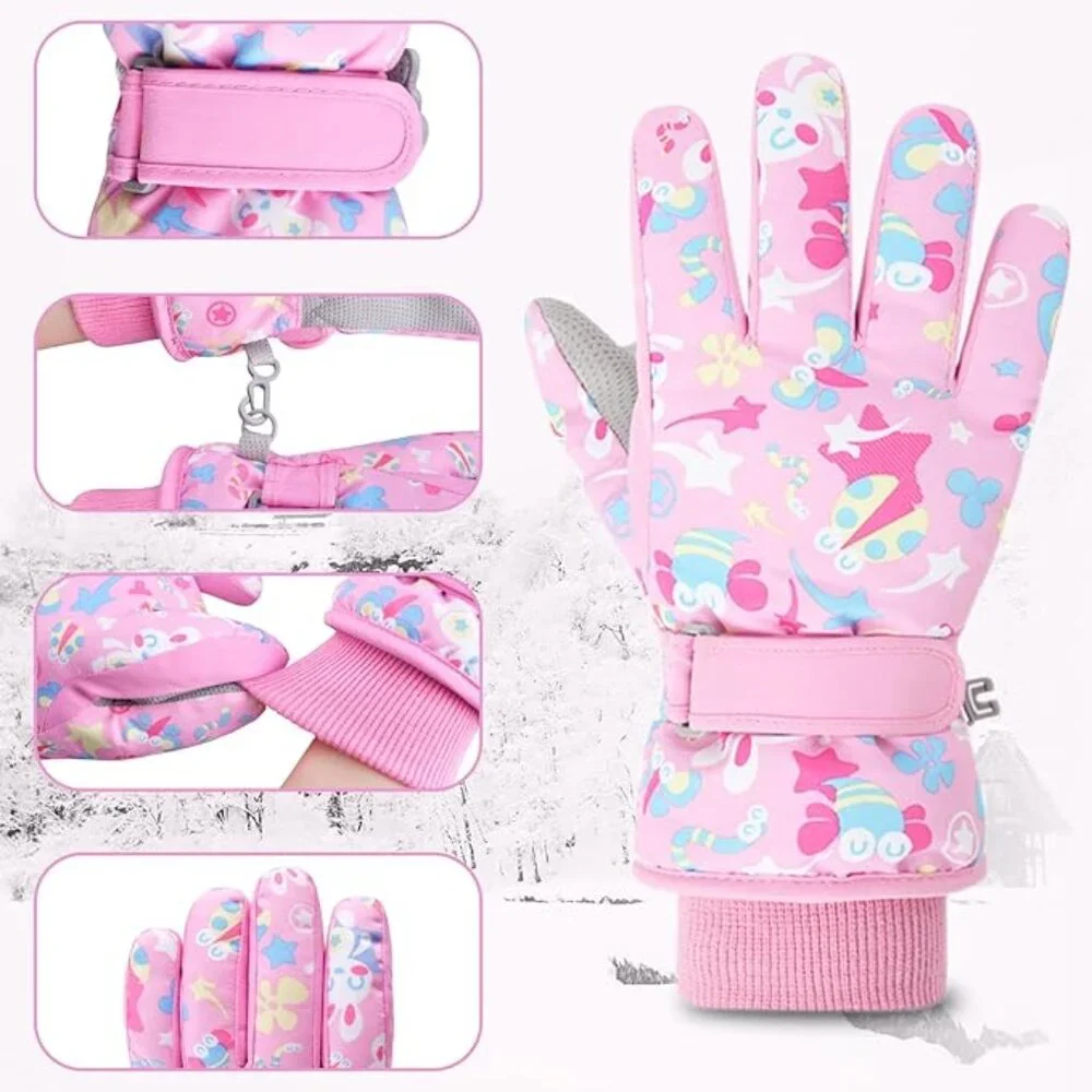 7-9 Y Winter Windproof Gloves for Kids Cute Snow Ski Gloves X003CJ7ZEV